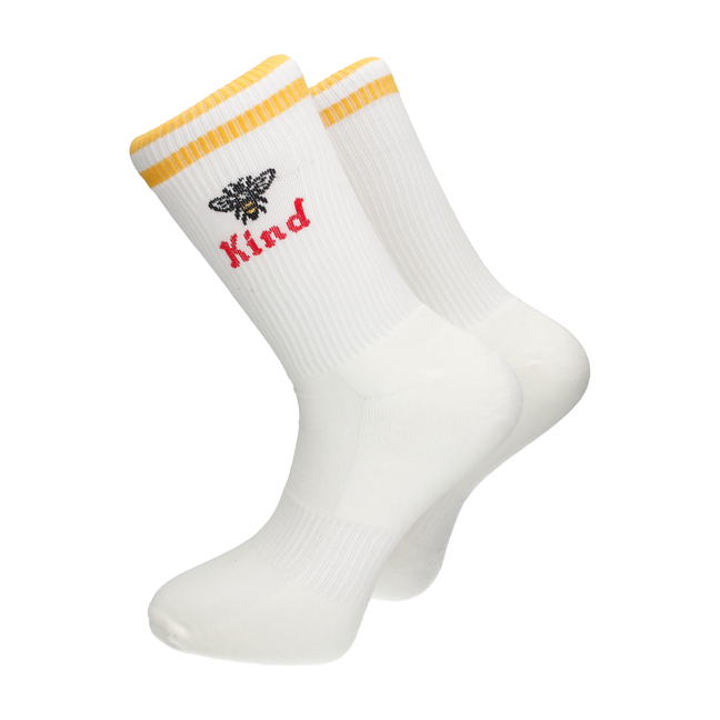 Bee Kind White Ribbed Cotton Mix Socks