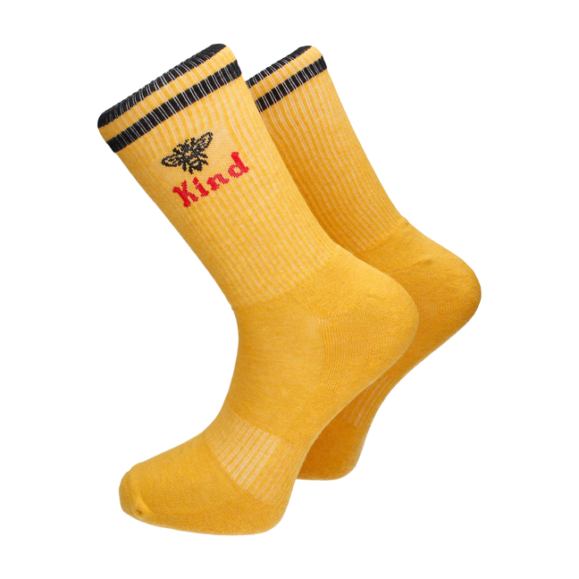 Bee Kind Honey Yellow Ribbed Cotton Mix Socks