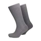 Mid Grey Wide Ribbed Cotton Mix Socks