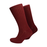 Dark Red Wide Ribbed Cotton Mix Socks