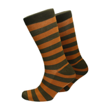 Bold Stripe Green & Tan Cotton Mix Socks