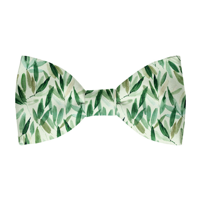 Green Watercolour Leaves Bow Tie (Pre-Tied)