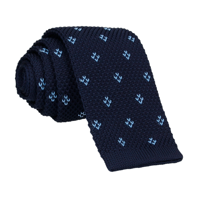 Blue Diamond Knitted Tie - Tie with Free UK Delivery - Mrs Bow Tie