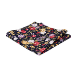 Navy Blue Floral Cotton Pocket Square - Pocket Square with Free UK Delivery - Mrs Bow Tie