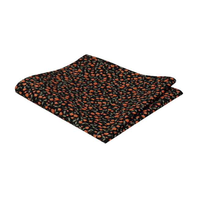 Navy Blue & Amber Ditsy Floral Pocket Square - Pocket Square with Free UK Delivery - Mrs Bow Tie