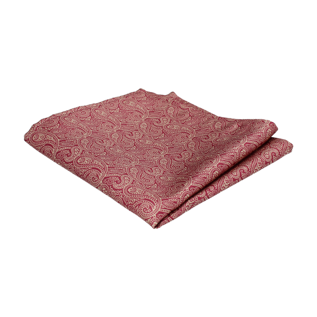Red & Gold Paisley Print Pocket Square - Pocket Square with Free UK Delivery - Mrs Bow Tie