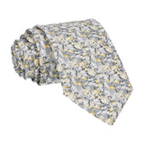 Grey & Saffron Alba Liberty Cotton Tie - Tie with Free UK Delivery - Mrs Bow Tie
