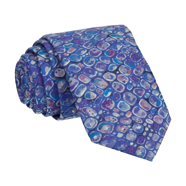 Indigo Pebbles Morris Liberty Cotton Tie - Tie with Free UK Delivery - Mrs Bow Tie
