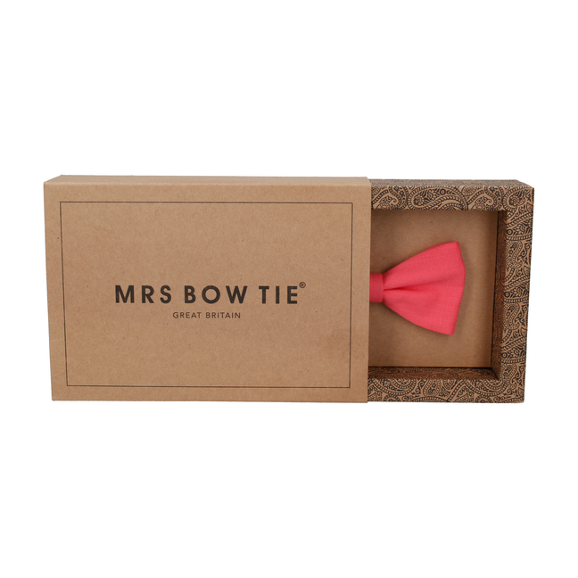 Salmon Pink Plain Textured Cotton Bow Tie - Bow Tie with Free UK Delivery - Mrs Bow Tie