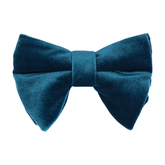 Peacock Blue Velvet Large Evening Bow Tie - Bow Tie with Free UK Delivery - Mrs Bow Tie