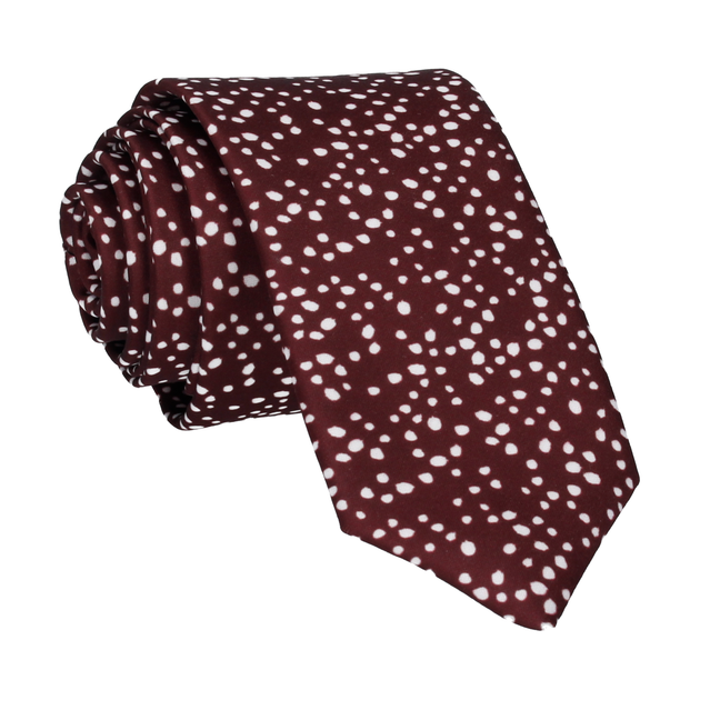 Scattered White Dots Maroon Red Tie - Tie with Free UK Delivery - Mrs Bow Tie