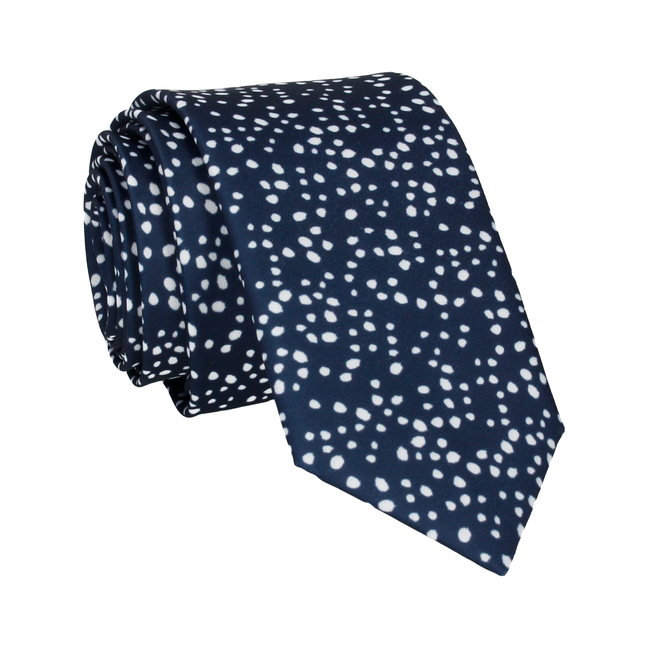 Scattered White Dots Navy Blue Tie - Tie with Free UK Delivery - Mrs Bow Tie