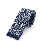 Navy Blue Christmas Themed Knitted Tie