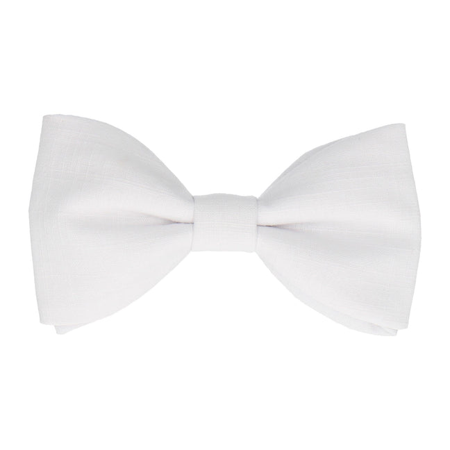 White Plain Textured Cotton Bow Tie - Bow Tie with Free UK Delivery - Mrs Bow Tie